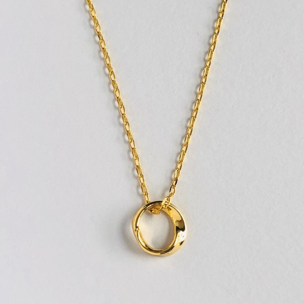 18K Gold Plated Small Circle Twist Minimalist Layering Necklace
